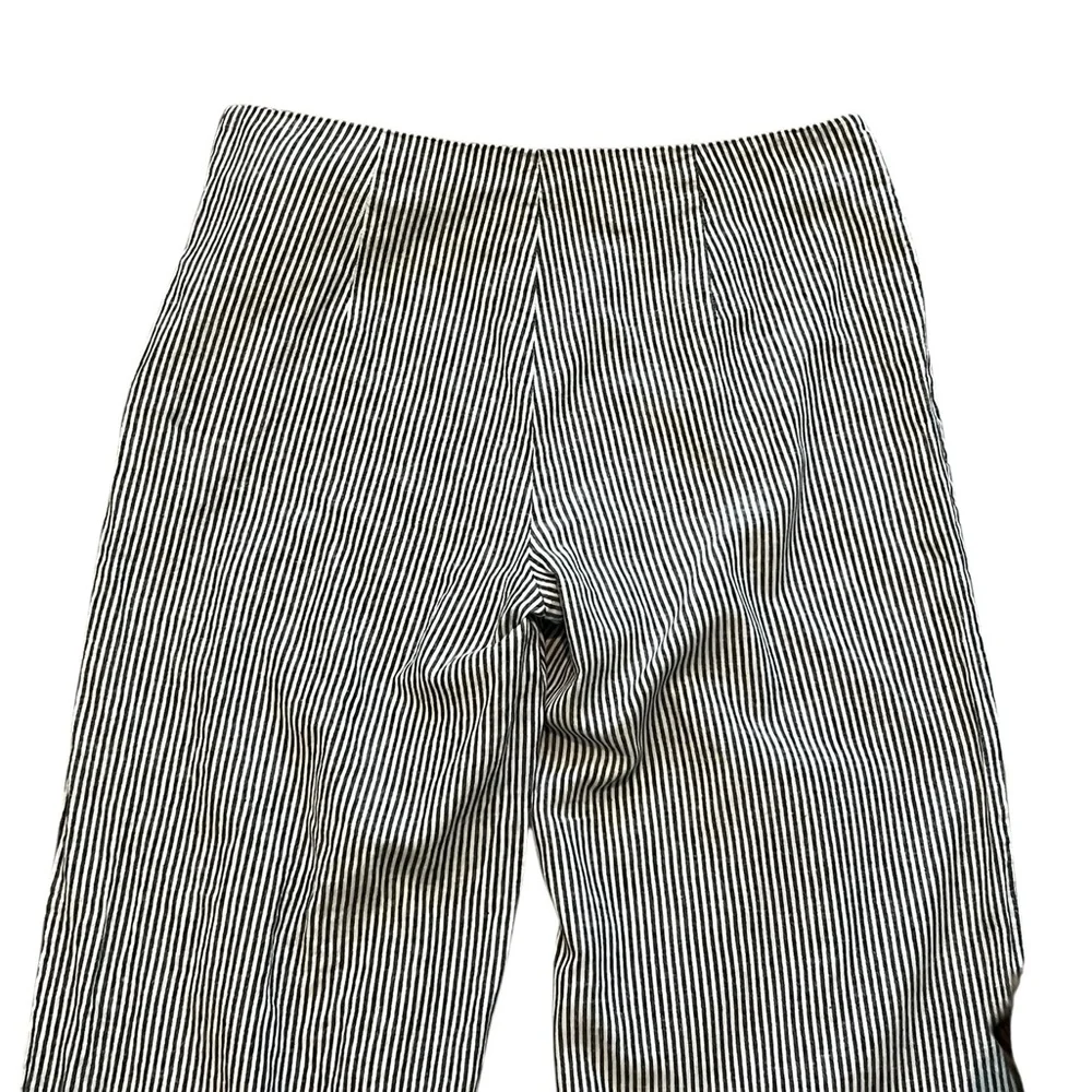 Michael Kors Wide Leg Pants Size 12 Linen/Cotton Black & White Striped